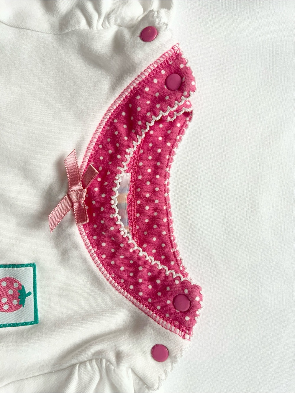Gymboree Vintage 90s Kids Strawberry Pink White Polka Dot Puff Sleeve Top XS - Picture 9 of 13